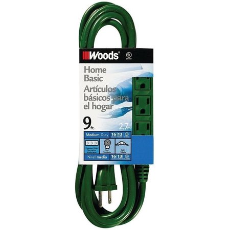 CCI 0 Extension Cord, 16 AWG Cable, 9 ft L, 13 A, Green 864